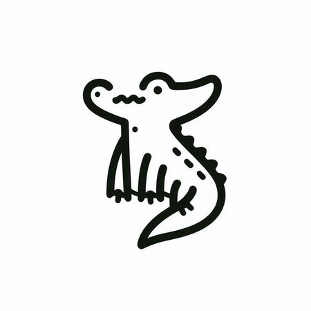 Crocodile icon. Cute hand drawn crocodile. Vector illustration.の写真素材