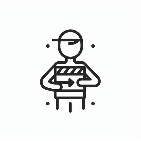 Cinema director icon on white background. Line art vector illustration.