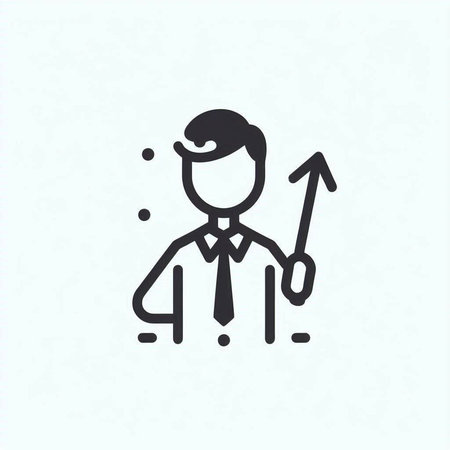 Businessman with arrow up. Vector icon in trendy flat style.