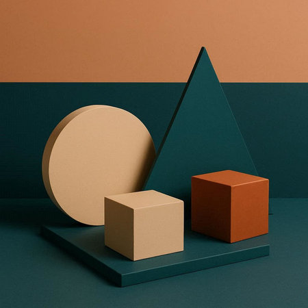 Minimalist geometrical background, primitive shapes, 3d render.