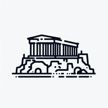 Temple of Hephaestus in Athens, Greece. Vector illustration