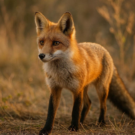 Red fox (Vulpes vulpes) standing in the grass