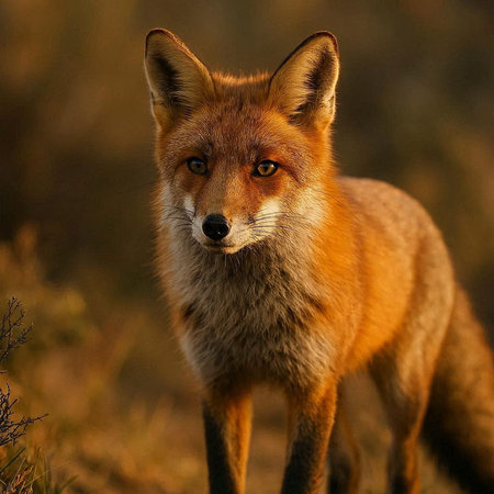 Red fox (Vulpes vulpes) in the evening light