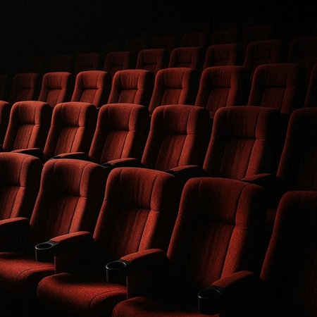 Cinema red seats on a black background. 3d rendering