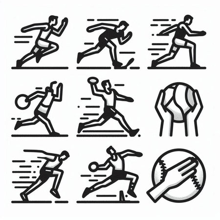Set of sport icons. Vector illustration. Black and white colors.の写真素材