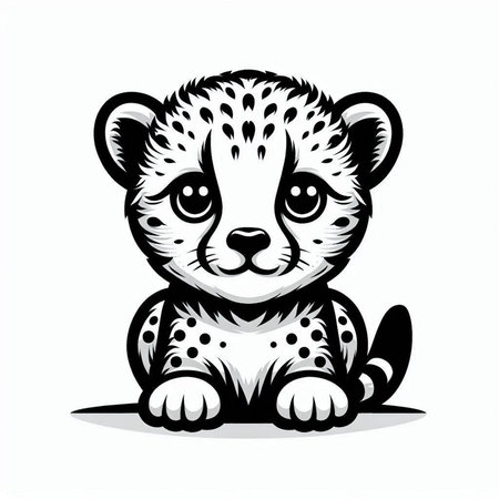 Cute cheetah isolated on white background. Vector illustration.の写真素材
