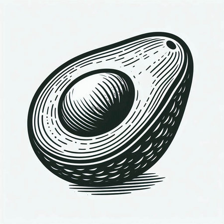 Avocado hand drawn vector illustration in vintage engraved style. Isolated on white background.