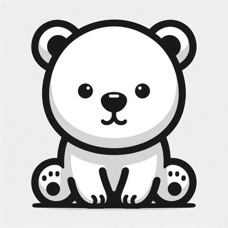 Cute polar bear on a white background. Vector illustration in a flat style.の写真素材