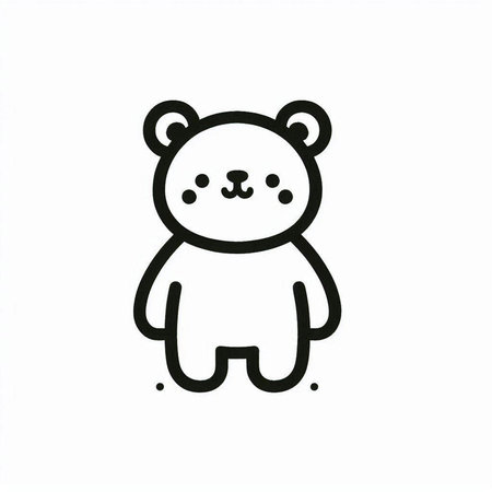 Cute teddy bear icon on white background. Vector illustration.の写真素材