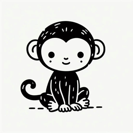 Monkey. Hand drawn vector illustration in doodle style.