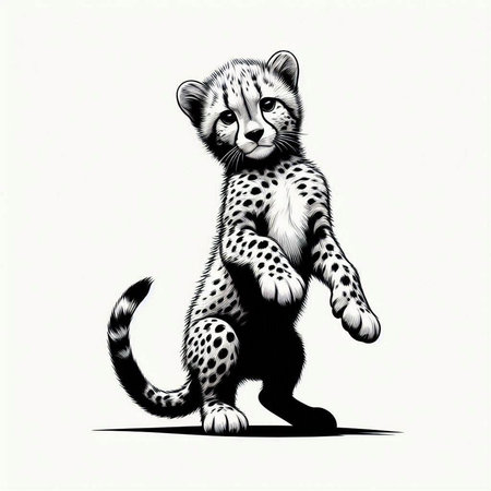 Cheetah in black and white. Vector illustration for your designの写真素材