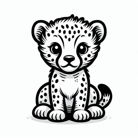 Cute baby cheetah on white background. Vector illustration.の写真素材