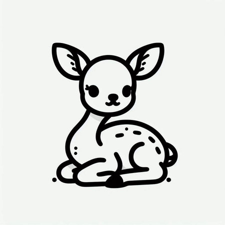 Cute little baby deer doodle icon. Vector illustration.の写真素材