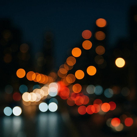abstract blur background of city at night with bokeh light