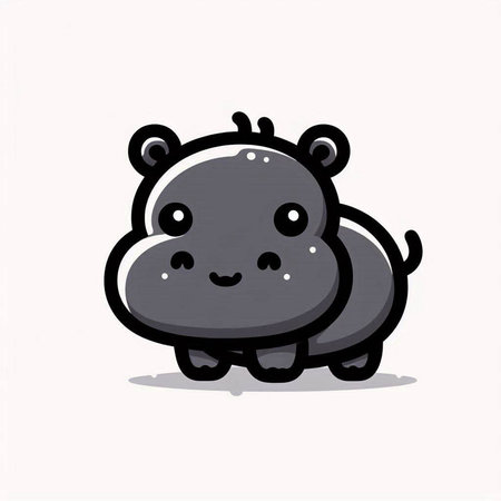 Cute hippo cartoon isolated on white background. Vector illustration.