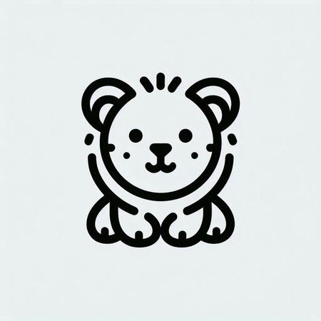 Cute bear logo. Vector illustration. Hand drawn cartoon bear.の写真素材