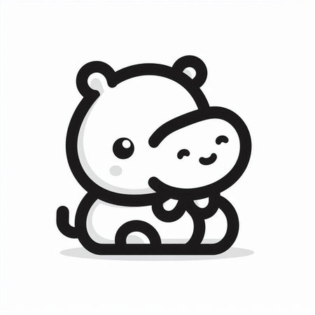 Cute hippopotamus on a white background. Vector illustration.の写真素材