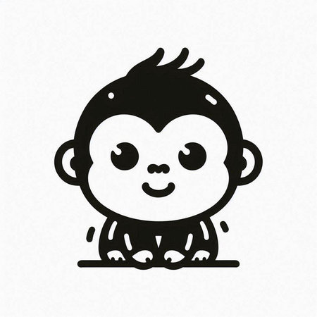 Cute cartoon monkey on a white background. Hand-drawn illustration.