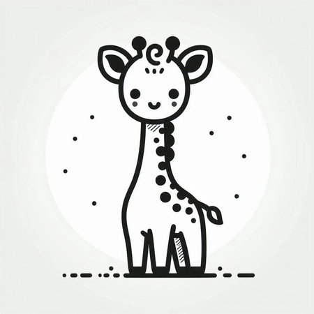 Giraffe icon. Vector illustration of cute cartoon giraffe.の写真素材