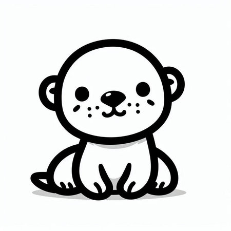Cute cartoon baby seal on a white background. Vector illustration.の写真素材