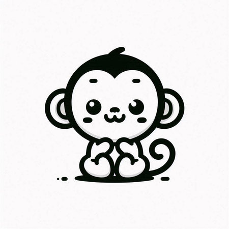 Cute monkey. Vector illustration on white background. Isolated.