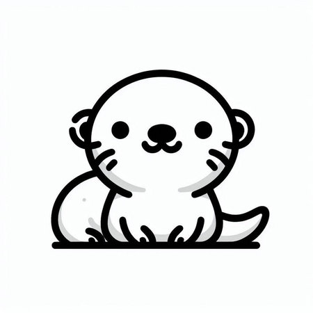 Cute baby seal on a white background. Vector illustration. Cute animal.の写真素材