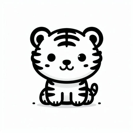 Cute tiger cartoon on white background. Vector illustration. EPS 10
