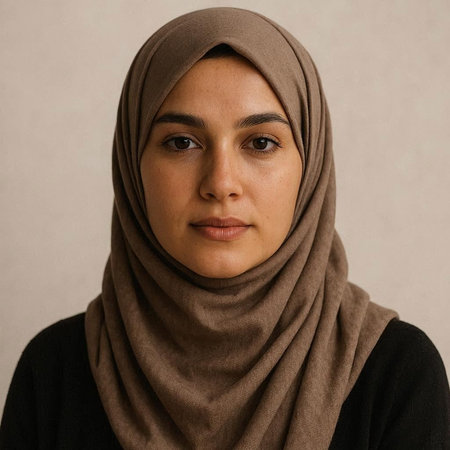 Portrait of a young muslim woman wearing a headscarf