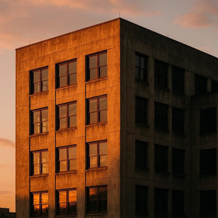 Modern apartment buildings at sunset. Facade of a modern apartment building.