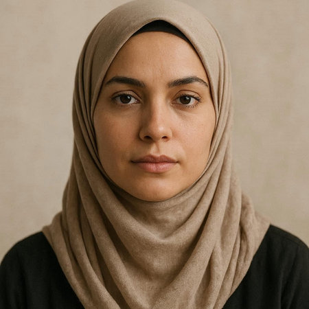 Portrait of a young muslim woman with hijab looking at camera