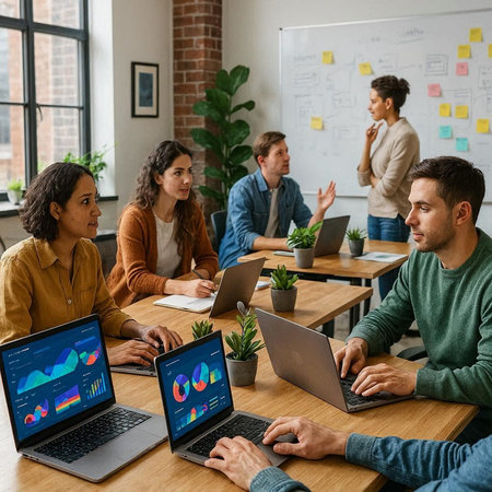 Group of multiethnic business people working together in creative office.