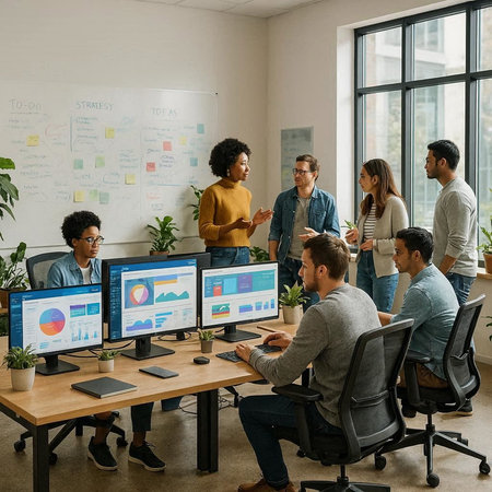 Group of multiethnic business people having a meeting in modern office