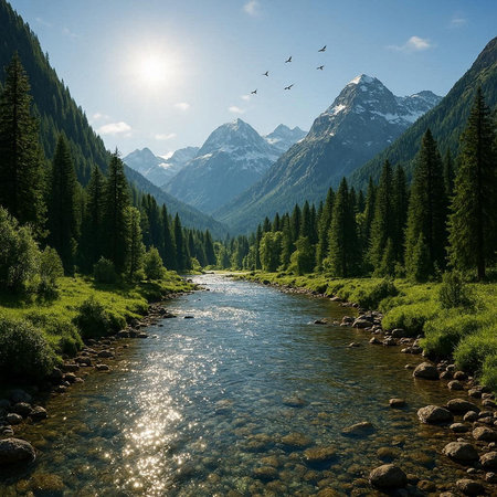 Mountain river in the highlands of the Altai Republic.