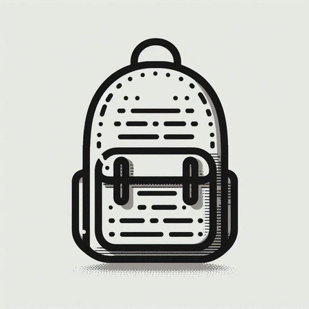 Vector illustration of a backpack isolated on a white background. Hand drawn sketch style.