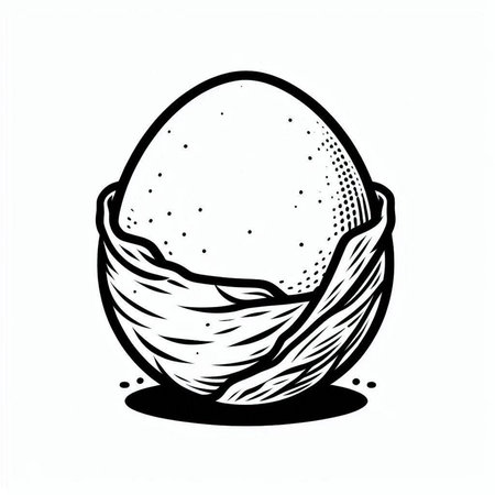 Easter egg in the nest. Hand drawn vector illustration isolated on white background.