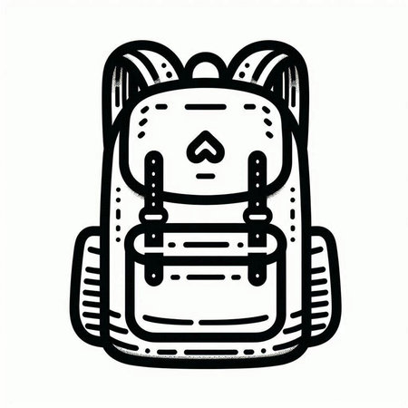 Backpack doodle icon isolated on white background. Vector illustration.