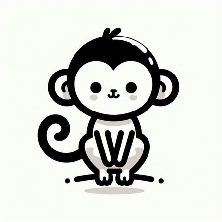 Cute monkey cartoon on white background. Vector illustration of a cute monkey.