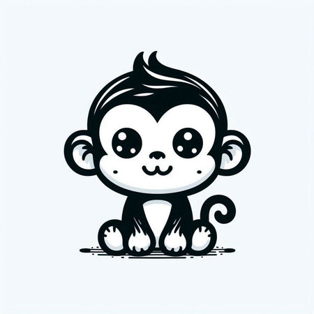 Cute cartoon monkey. Vector illustration. Isolated on white background.