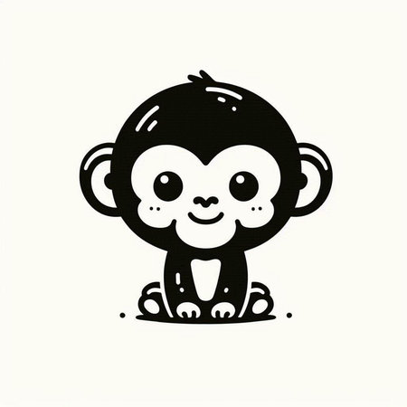 Cute cartoon monkey isolated on a white background. Vector illustration.