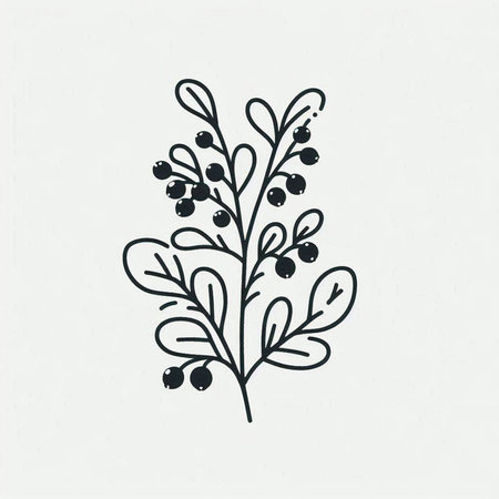Hand drawn vector botanical illustration with berries and leaves. Cute vintage floral design...