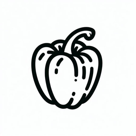 Bell pepper. Hand drawn vector illustration isolated on a white background.の写真素材