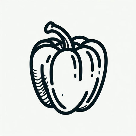 Pepper hand drawn vector illustration. Black and white pepper doodle icon.の写真素材