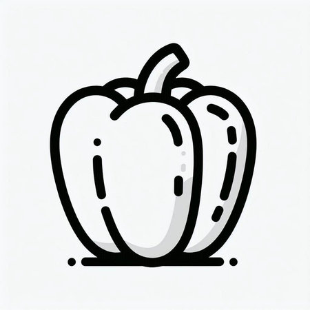 Pepper icon on white background, vector illustration. Vegetable symbol.の写真素材