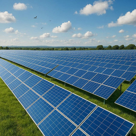 Photovoltaic panels for producing clean ecological electrical energy in Poland.