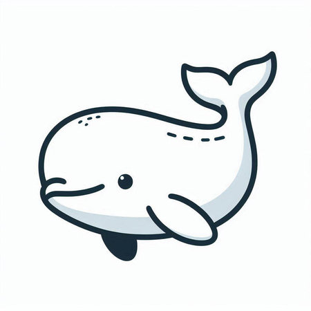 Cute cartoon whale. Vector illustration isolated on a white background.の写真素材