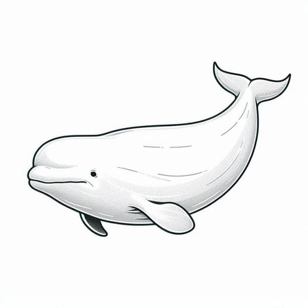 Illustration of a white whale on a white background, vector illustrationの写真素材
