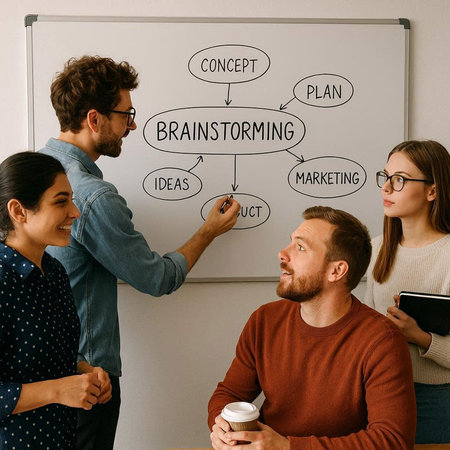Group of diverse business people working together on a project at office.の写真素材