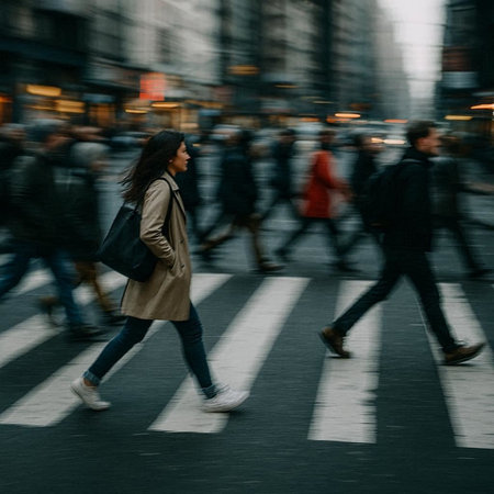 People on zebra crossing in New York City, United States of America