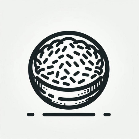 Bowl of rice icon in outline style isolated on white background. Vector illustration.