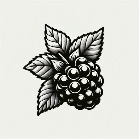 Blackberry. Hand drawn engraved ink art. Detailed vector illustration.